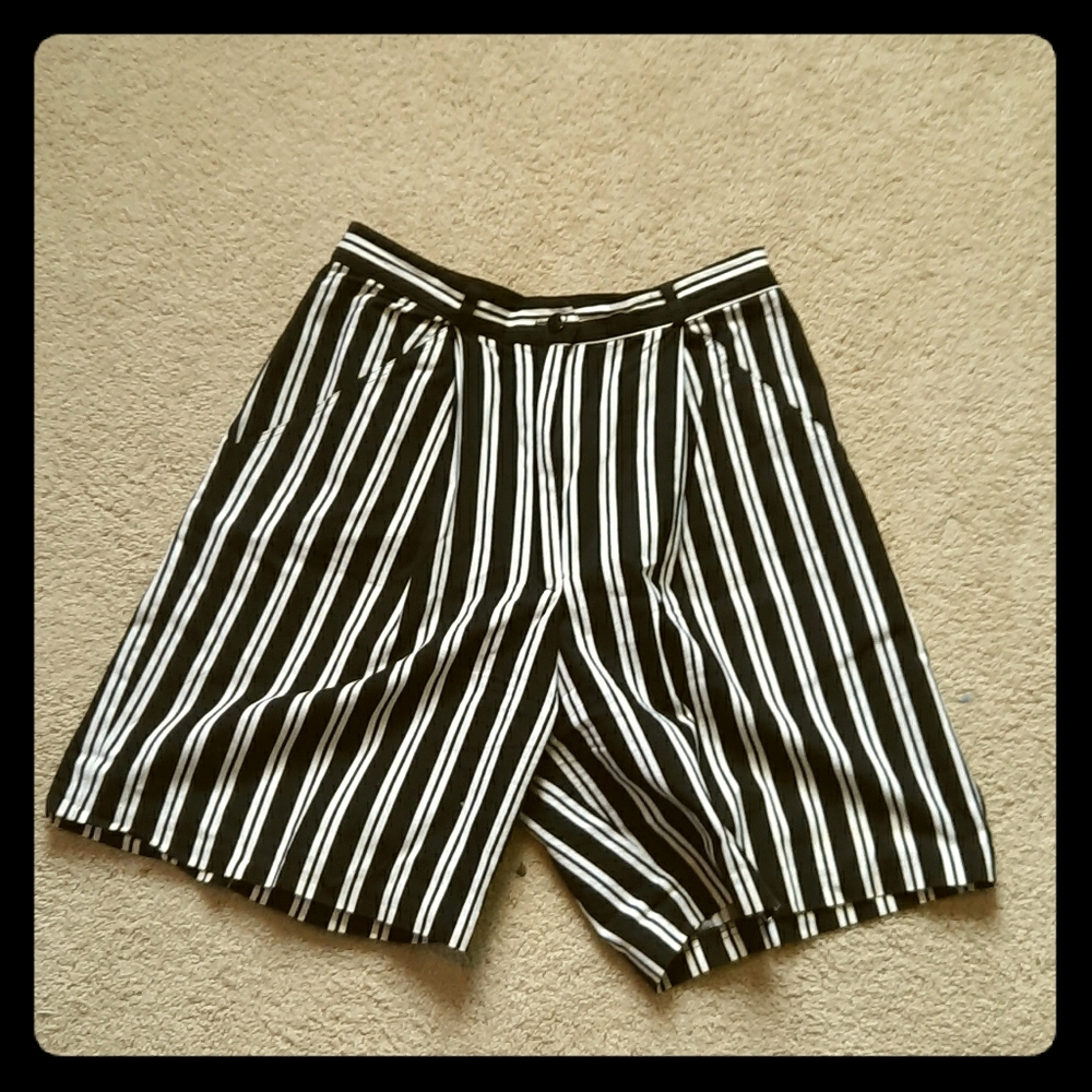 Striped black and white shorts